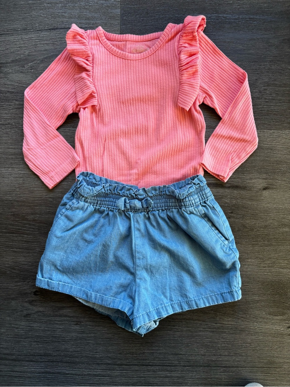 Cat & Jack Light Blue Elastic Waist Denim-Look Girls Shorts